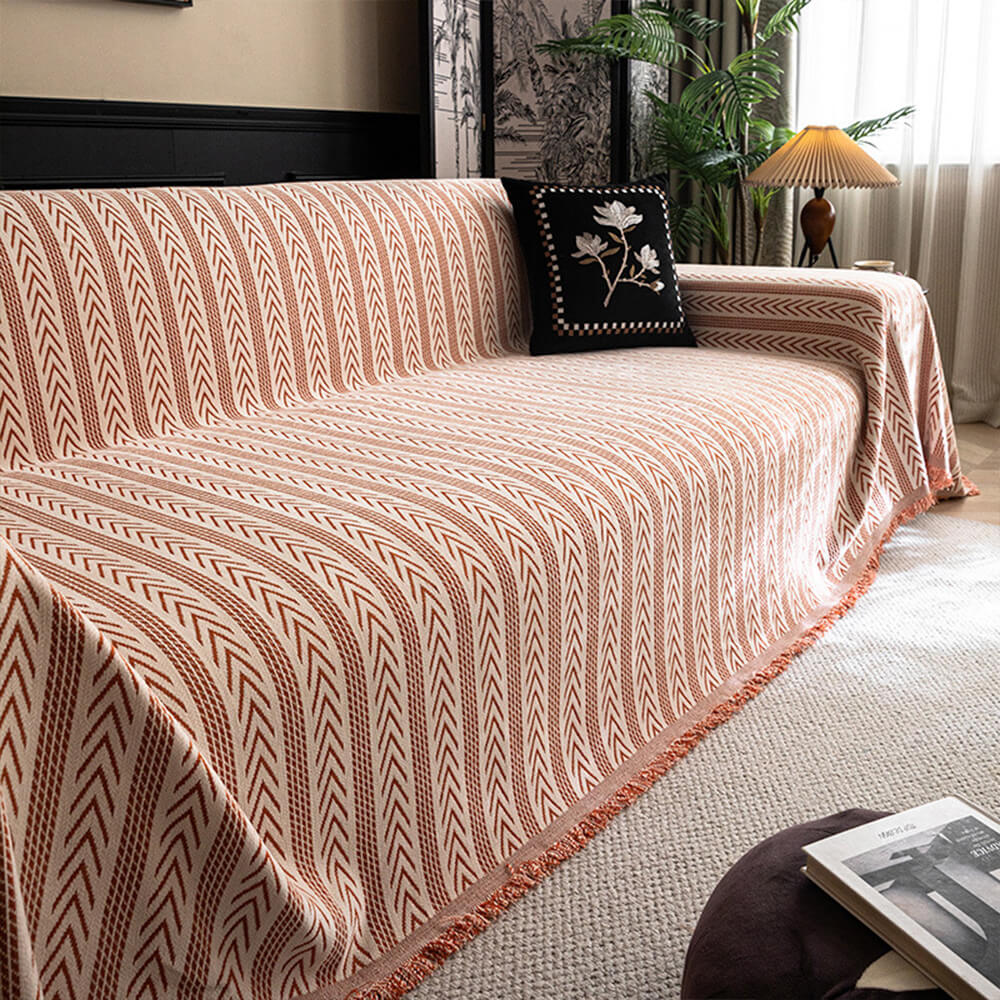 Jacquard Tassel Chenille Couch Cover