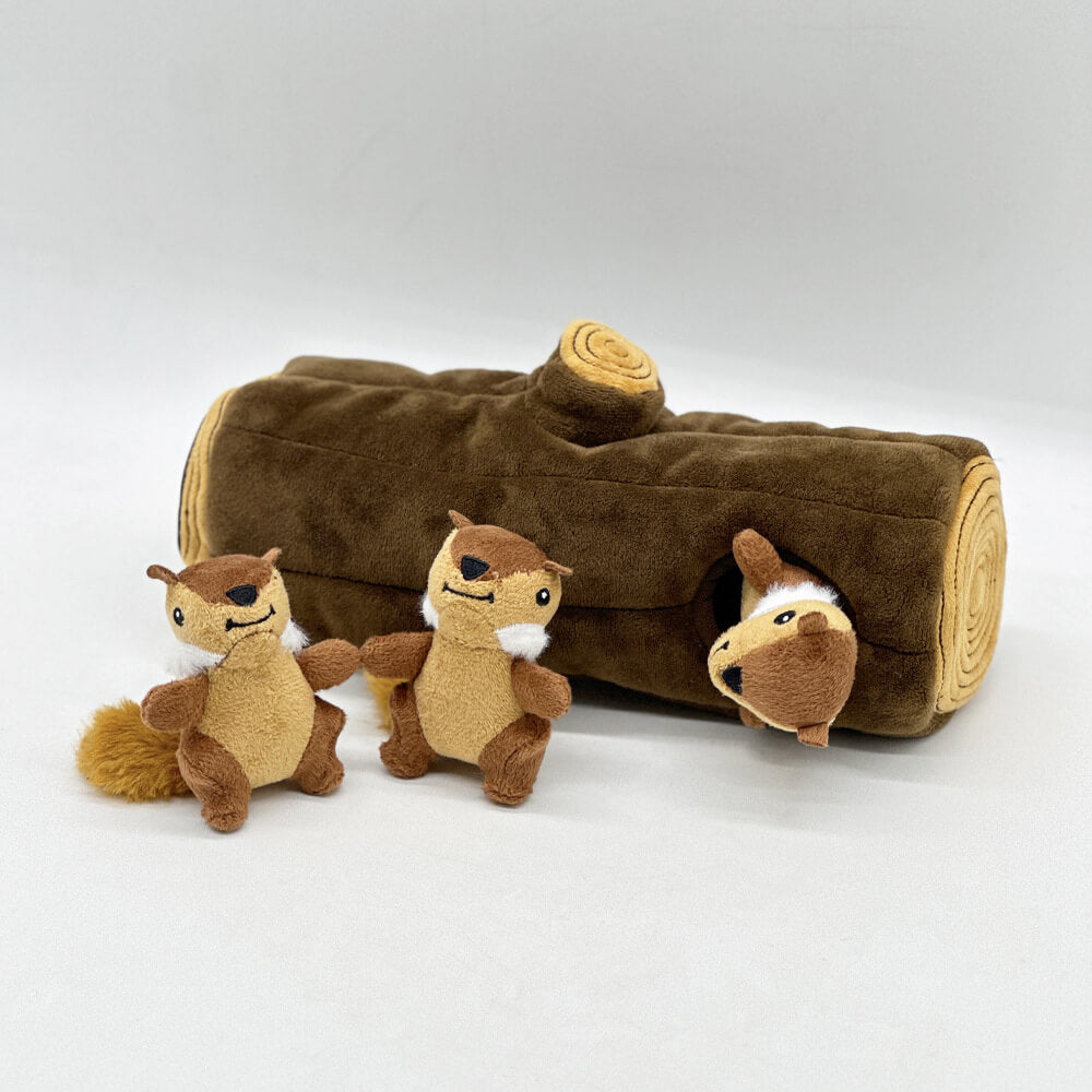 Interactive Squirrel Hide-and-Seek Dog Toy with Tree Trunk