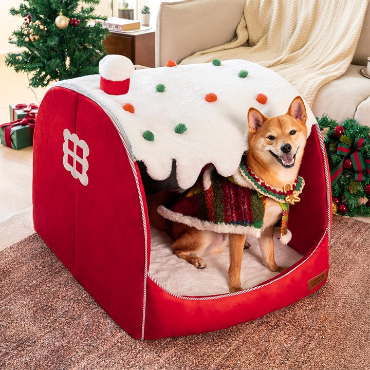 Letto per cani ortopedici di Snow House Festive - Calore natalizio