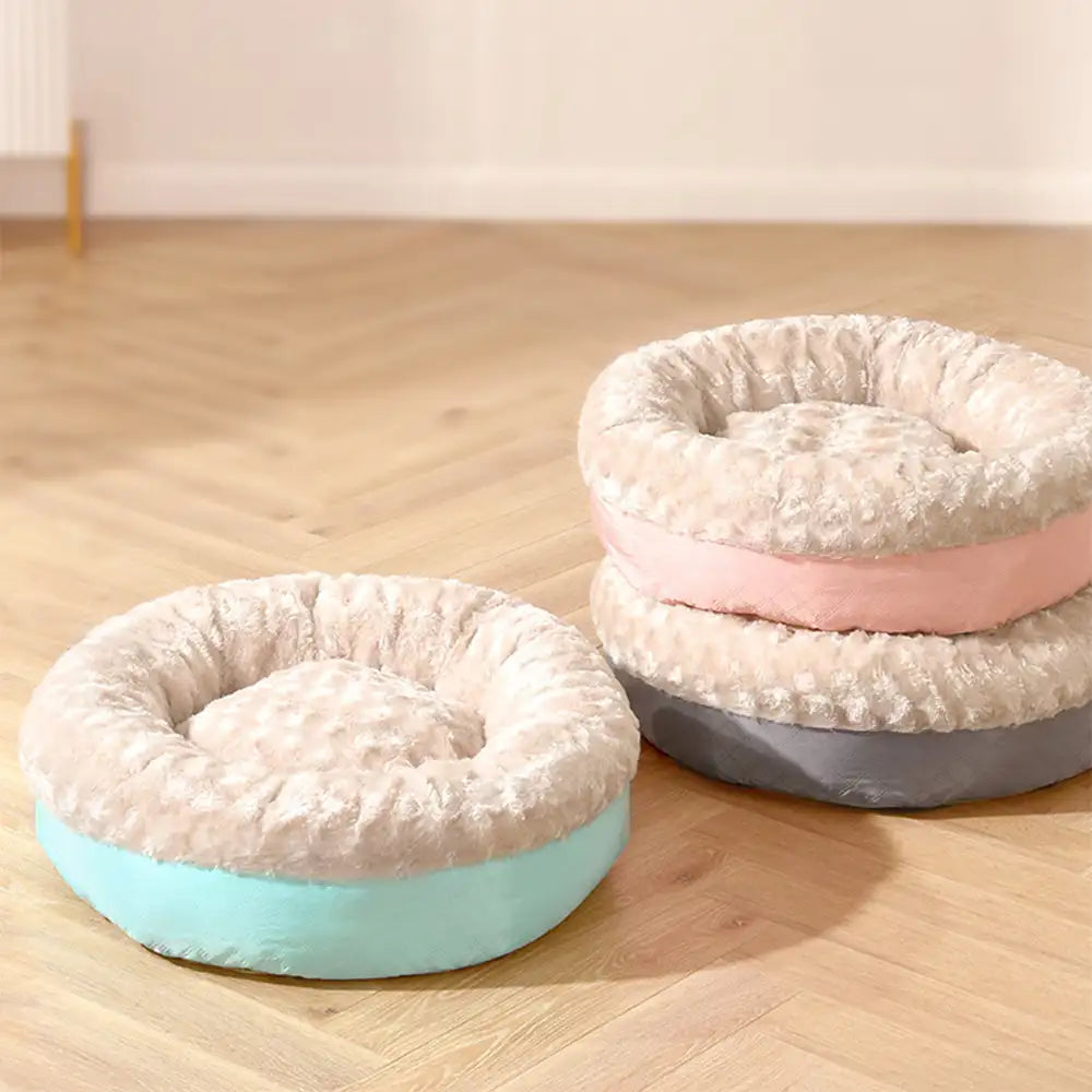 Fluffy Faux Rabbit Fur Warm Donut Dog & Cat Bed