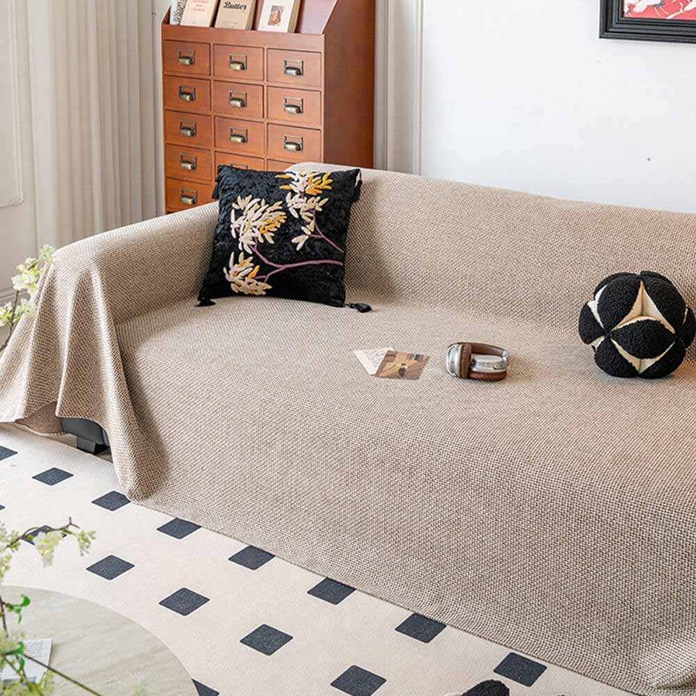 Tapa del sofá de lanzamiento resistente a los rasguños de lino tejido transpirable