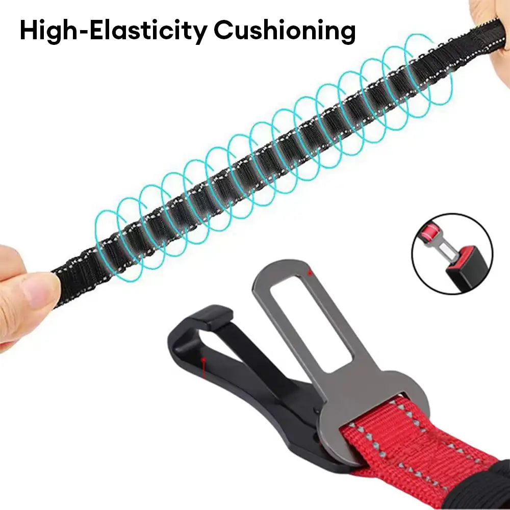 3 in 1 Dog Car Seat Belt Bungee With 360° Lockable Buckle & Hook Latch