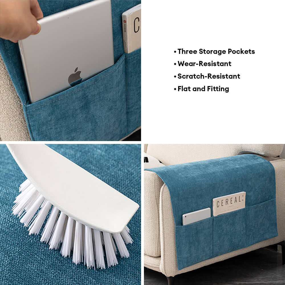 Chenille Anti-Scratch Sofa Armrest Cover Magazine Holder