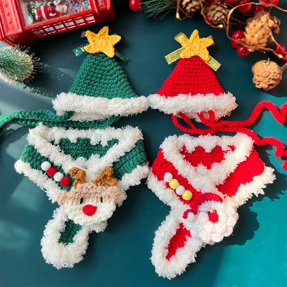 Weihnachts-Strickmütze, Schal, Ornament, Hunde- und Katzen-Accessoire