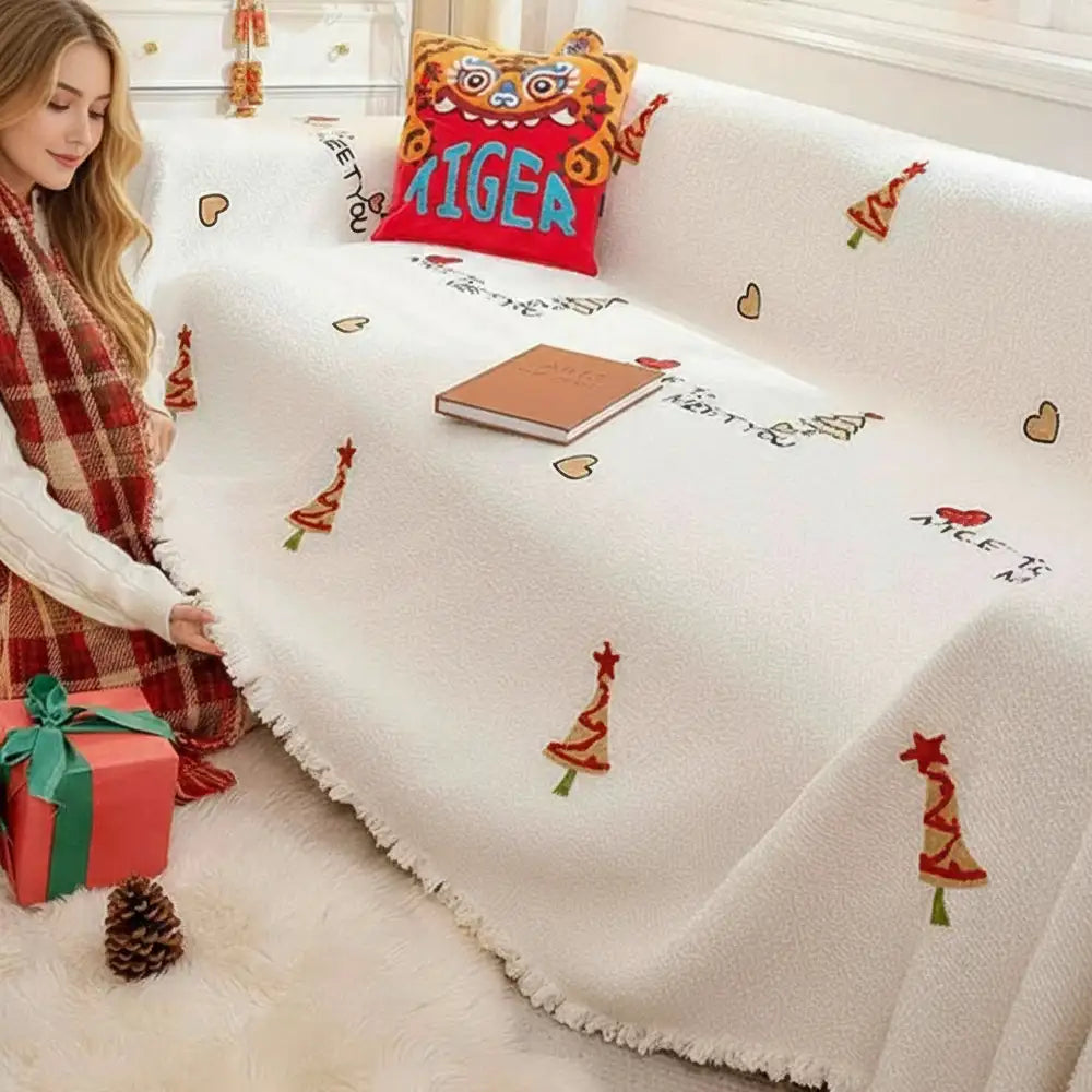 Christmas Tree Chic Thick Plush Sofa Blanket Couch Cover