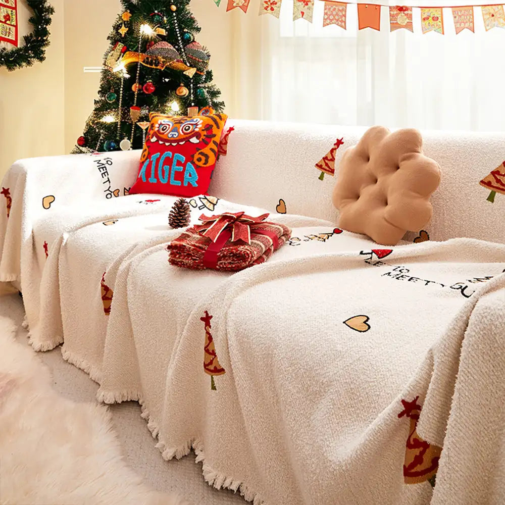 Christmas Tree Chic Thick Plush Sofa Blanket Couch Cover