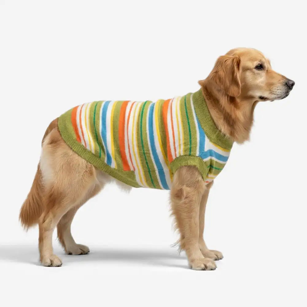 Color Blocked Striped Dog Sweater-Suitable For Large Dogs