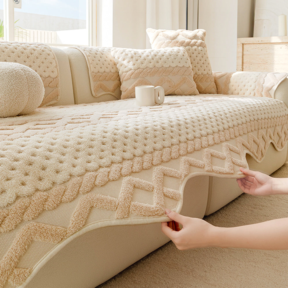Chenille Art Corrugated Breatable No-Slip Couch Cover Coach