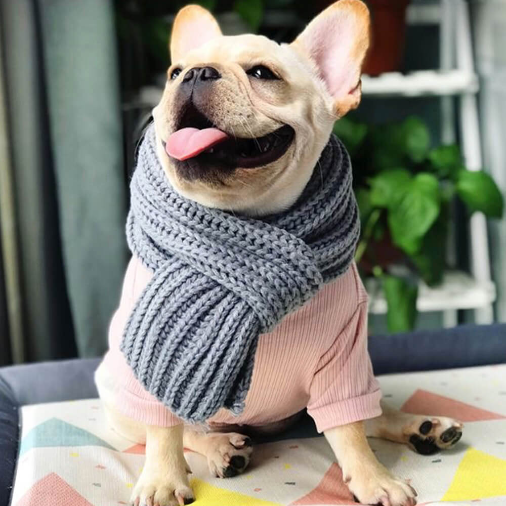 Cozy Knit Soft Warm Adjustable Fit Dog Scarf