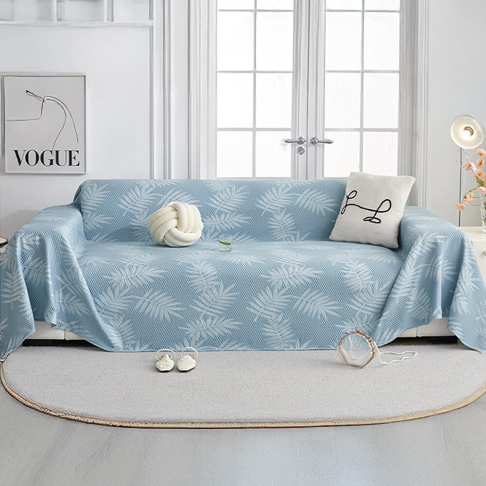 Elegant Willow Leaf Pattern Ice Silk Cooling Couch Cover