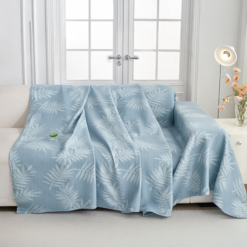 Elegant Willow Leaf Pattern Ice Silk Cooling Couch Cover