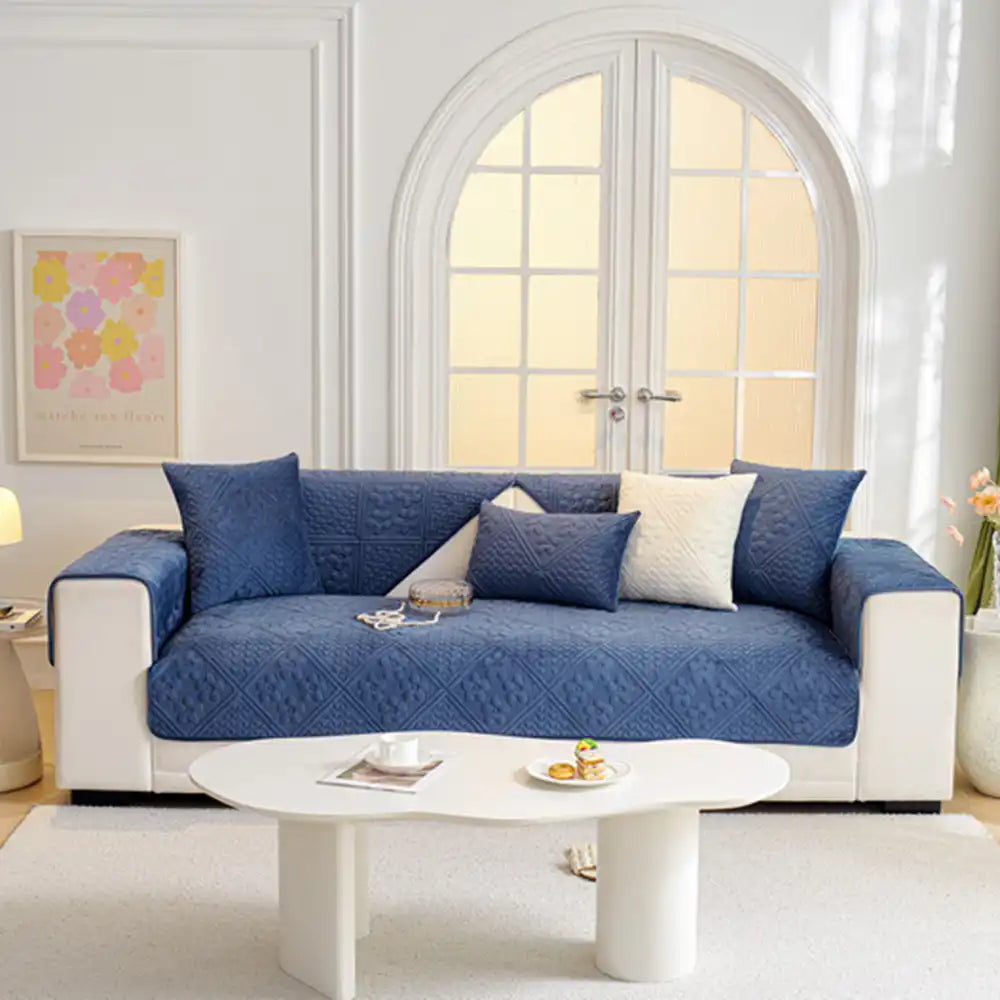 Patrón geométrico en relieve Plush suave acolchado Cubierta de sofá sin deslizamiento