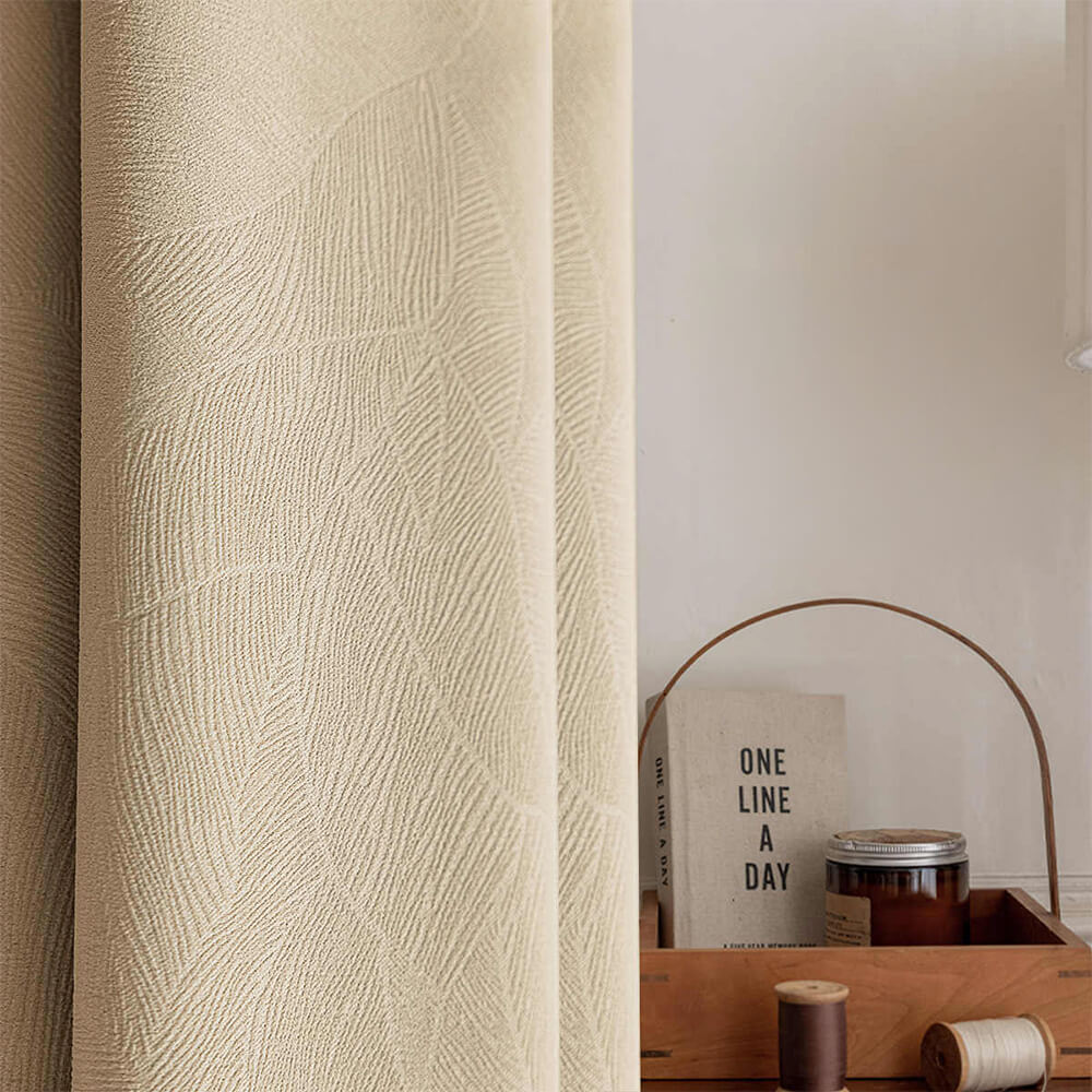 All-seasons Elegant Botanical Embossed Heavyweight Blackout Curtains