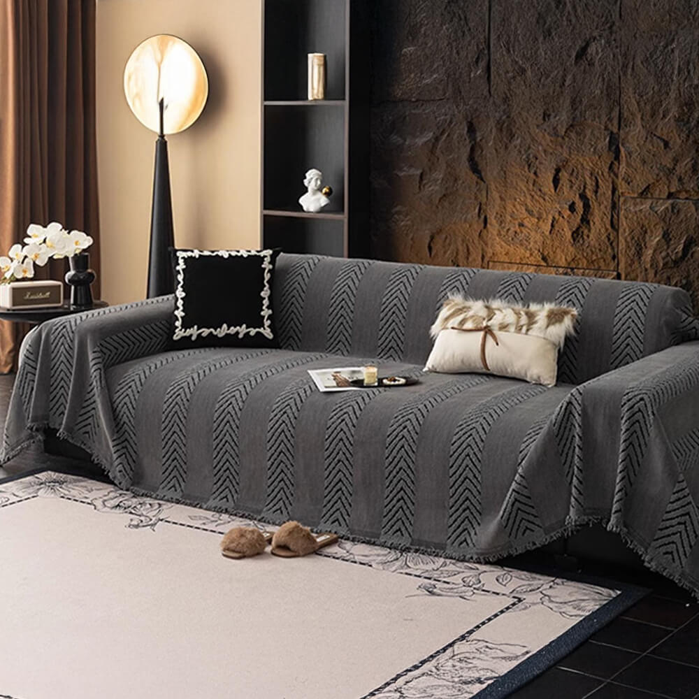 Herringbone Chenille Durable Throw Couch Cover with Seamless Pattern Stitching