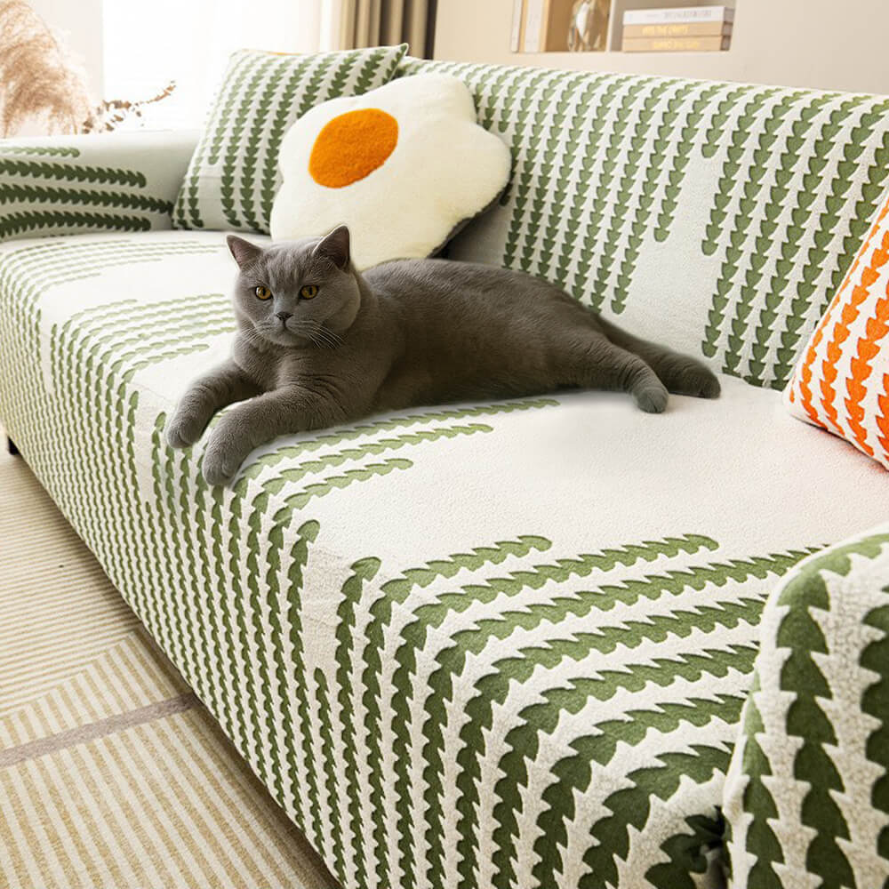 Herringbone acogedor cubierta de sofá mágica de mágica completa