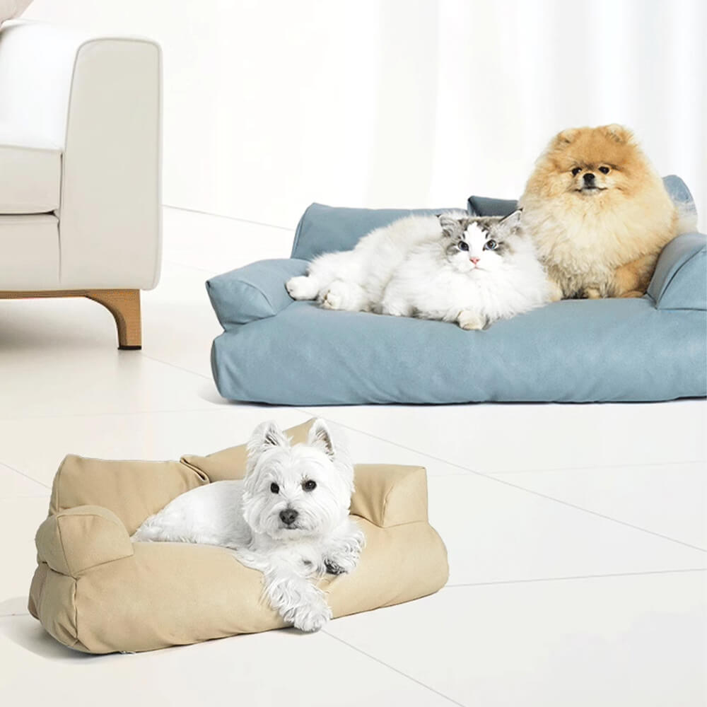 Sofá cama acogedor para perros resistente al agua y a los arañazos de piel sintética
