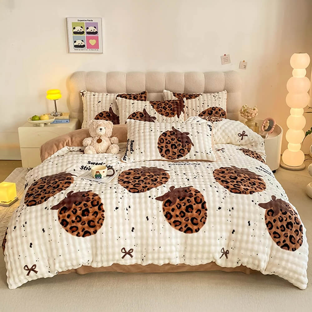 Leopard Print Milk Velvet Ultra-Soft Cozy Bed Sheet Set