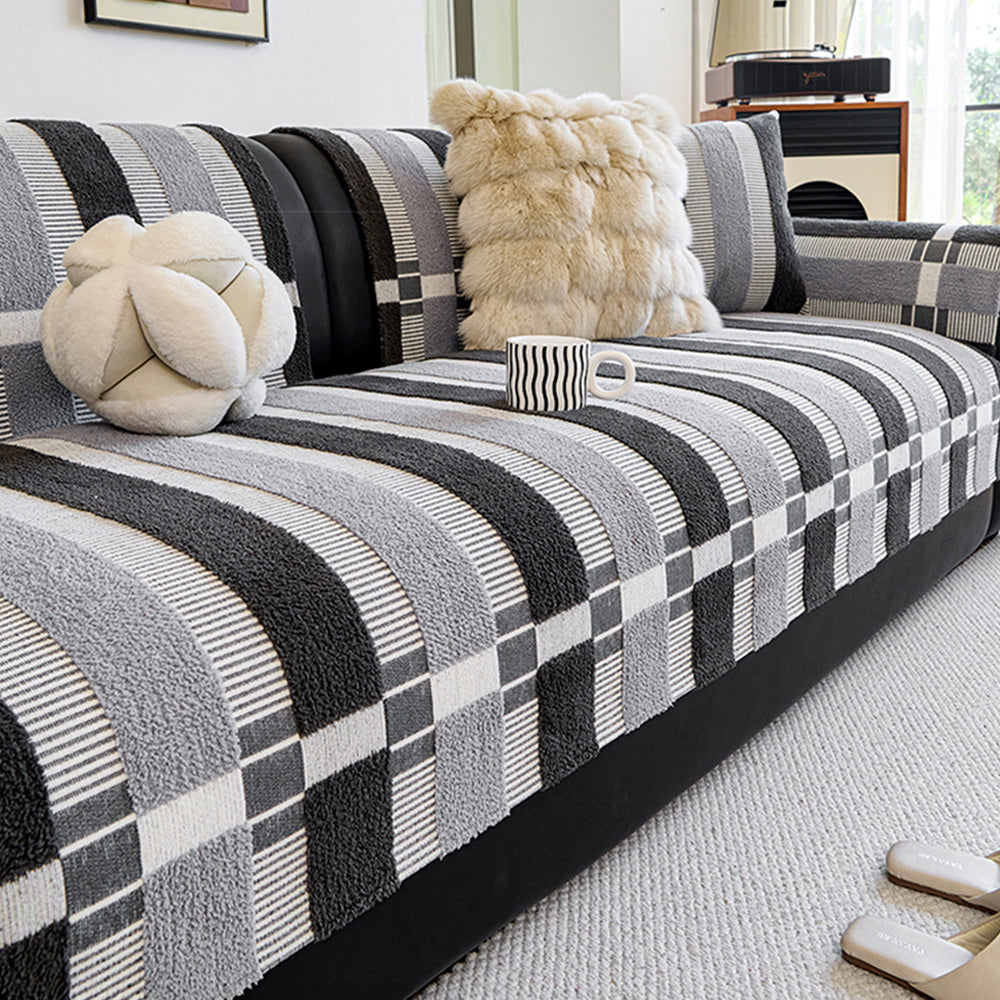 Chenille Art Corrugated Breatable No-Slip Couch Cover Coach