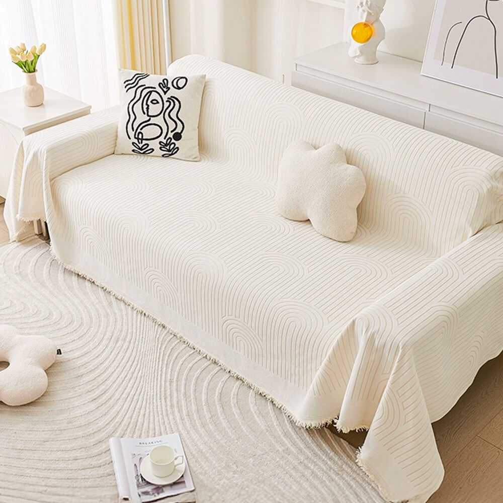Motif de arco minimalista Tapa de sofá Chenille resistente a los arañazos