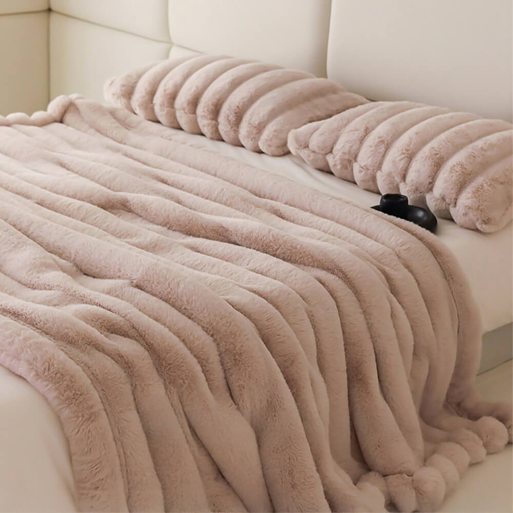 Minimalist Bubble Fluffy Faux Fur Reversible Blanket