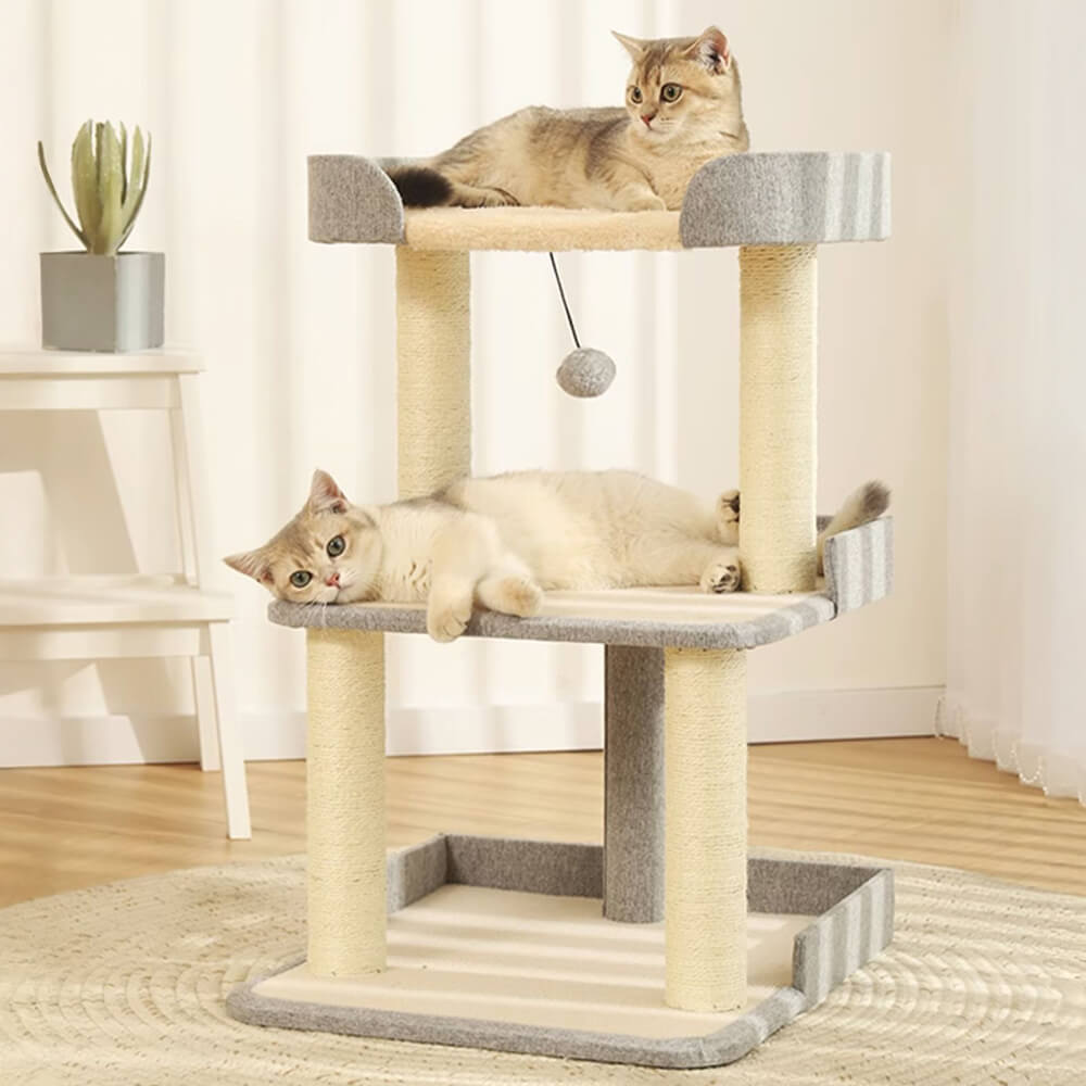 Minimalist Three-Level Step-Style Durable Sisal Cat Tree