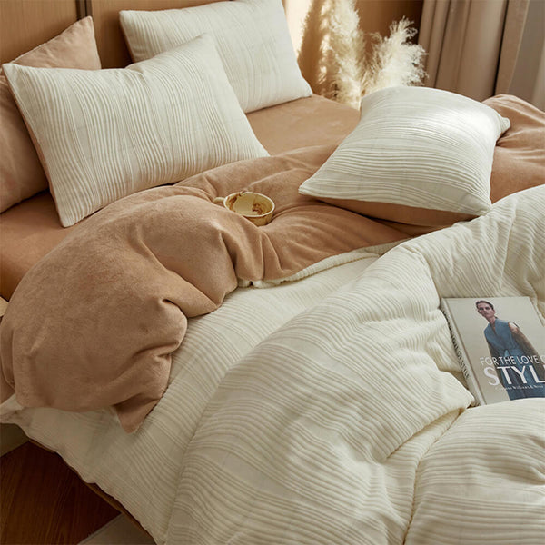 Minimalista Línea ondera ondulada Reta de cama de terciopelo tibio
