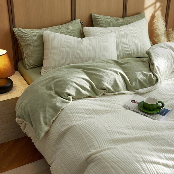 Minimalista Línea ondera ondulada Reta de cama de terciopelo tibio