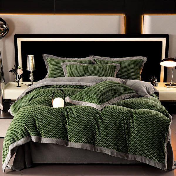 Moderno de dos tonos tejidos tejidos de espiga tibia de la cama de terciopelo de terciopelo