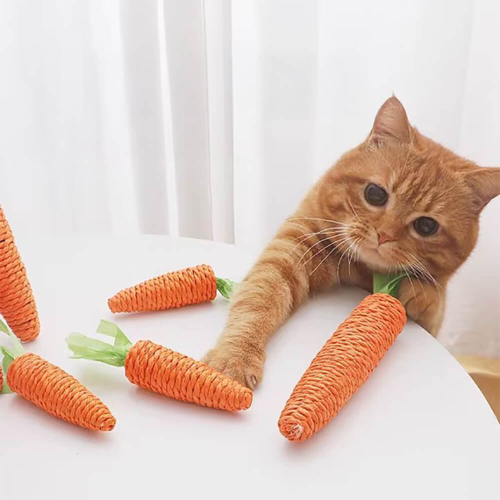 Natural Sisal Carrot Chew Toy Bite-Resistant Cat Teething Toy