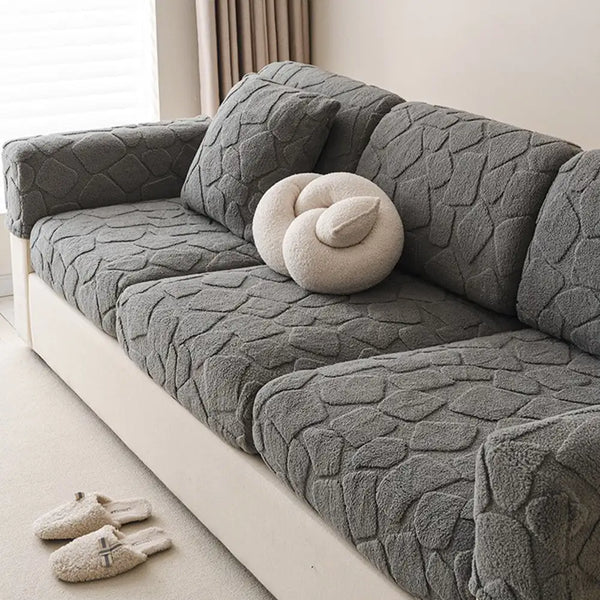Plush Stone-Shaped Creative Texture Stretch Universal Fully Fitted Couch Cover