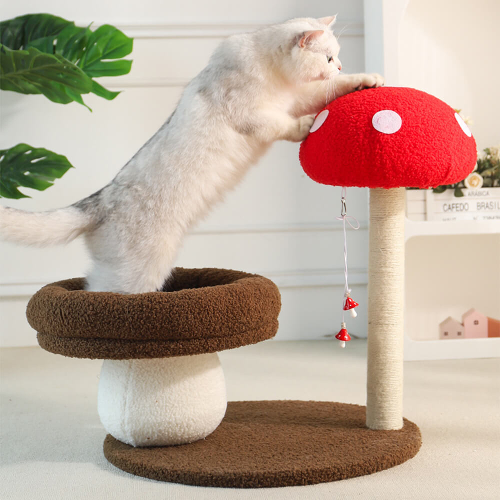 Red Mushroom Cat Climbing Frame with Sisal Scratching Post