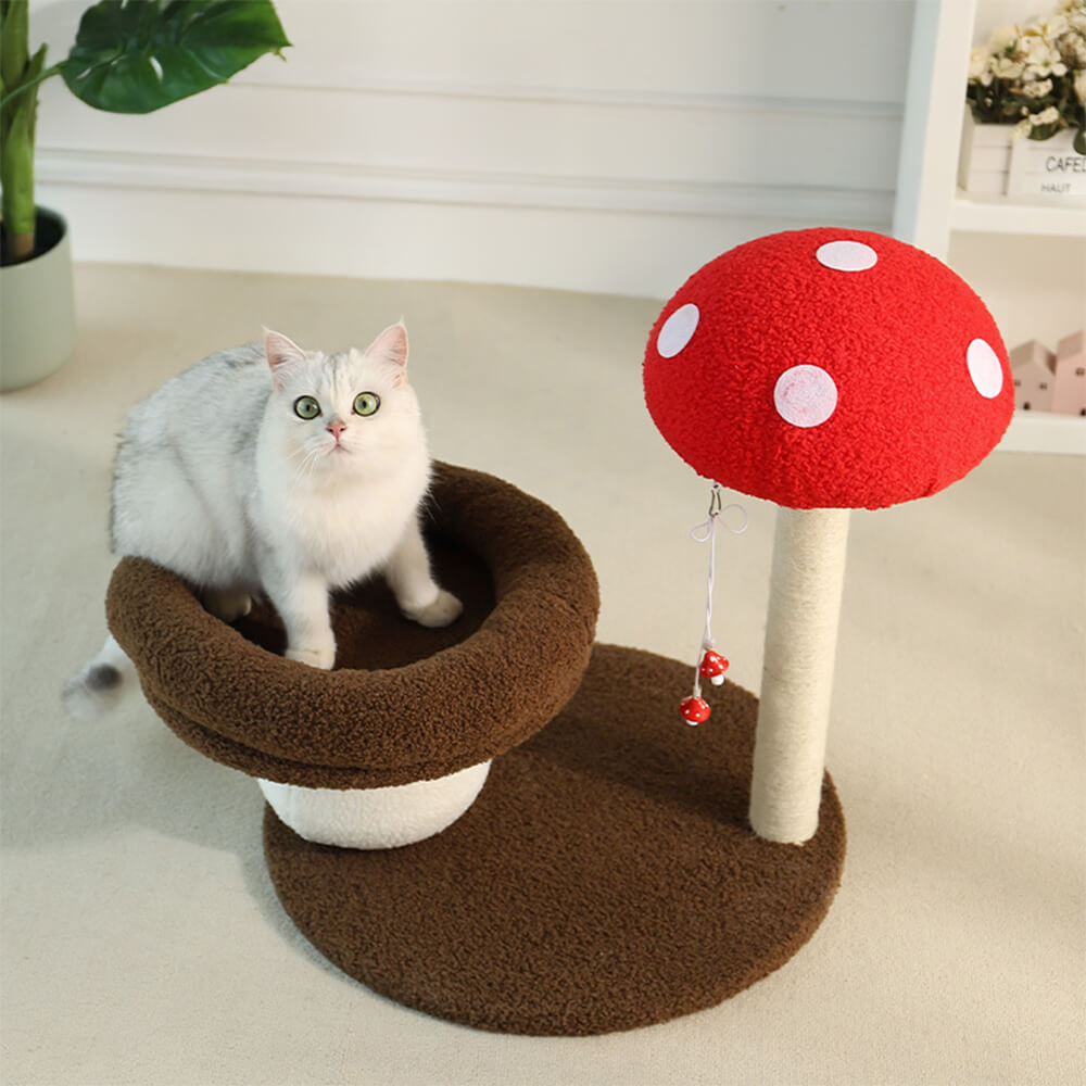 Red Mushroom Cat Climbing Frame with Sisal Scratching Post