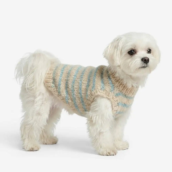 Soft Faux Wool Knitted Striped Dog Sweater for Small Dogs