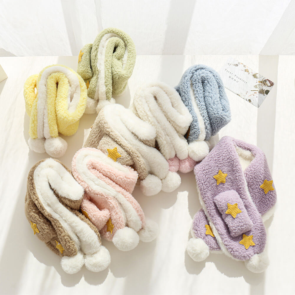 Écharpe décorative pour chien en peluche douce étoiles délicates Pom Pom