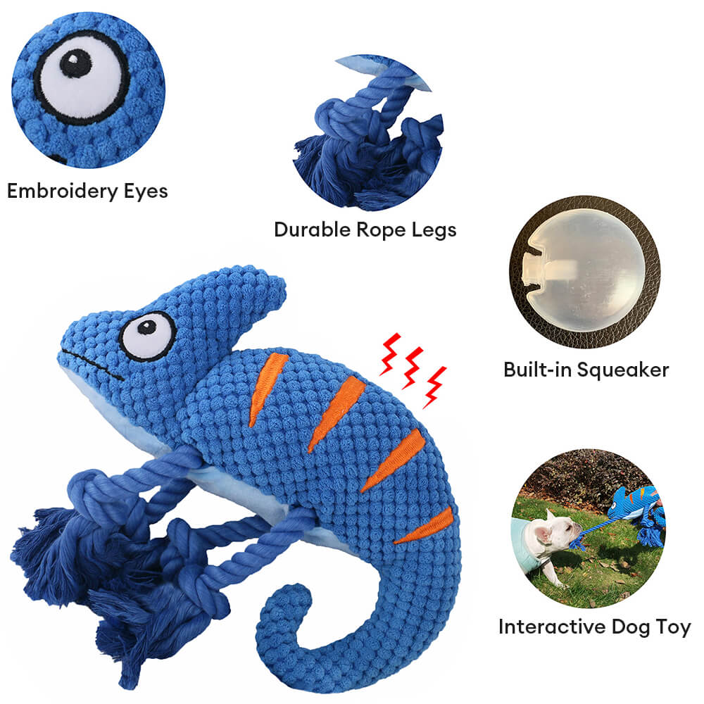 Soft & Colorful Plush Chameleon Squeaky Dog Toy