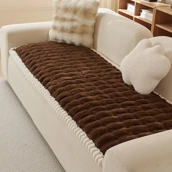 Sólido-<tc>Color</tc> Funda de sofá gruesa y esponjosa para decoración de sofá