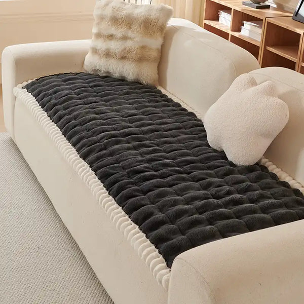 Sólido-<tc>Color</tc> Funda de sofá gruesa y esponjosa para decoración de sofá