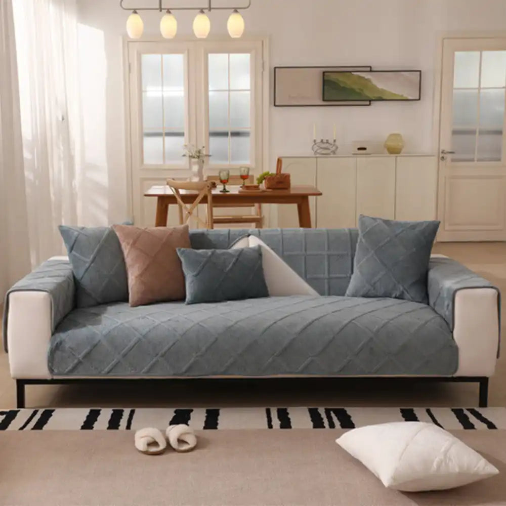 Velvety Soft Short Plush Modern Interiors Cubierta del sofá