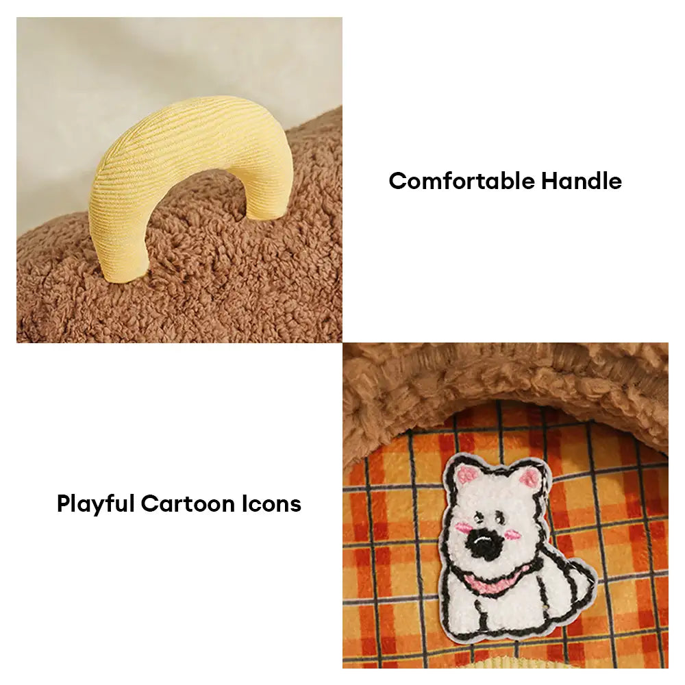 Vintage Plaid Cozy Plush Warm Foldable Cat Cave Dog House