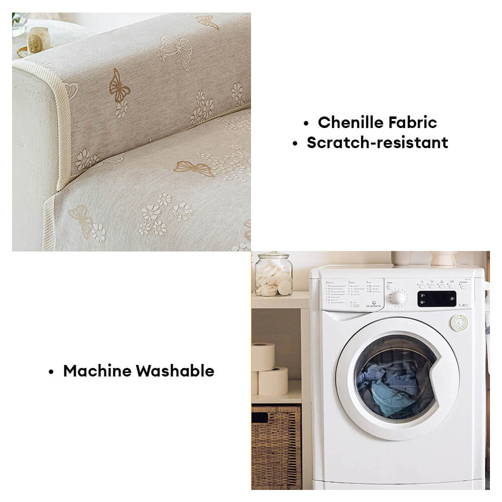 Chenilla Antideslizante Estampado de Mariposas Morandi <tc>Color</tc> Funda de sofá