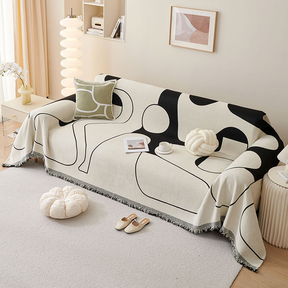 Cubierta de sofá de lanzamiento de chenilla de doble cara geométrica