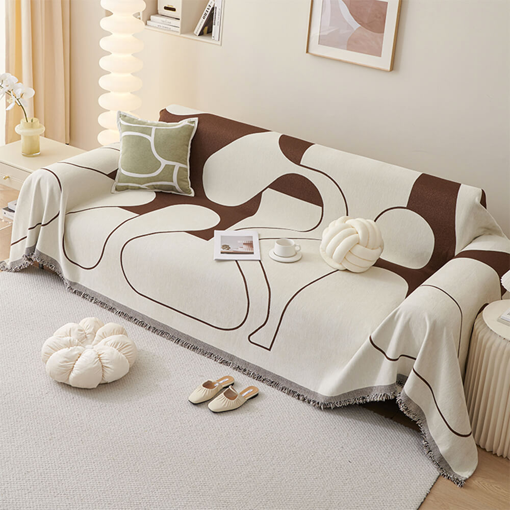 Cubierta de sofá de lanzamiento de chenilla de doble cara geométrica