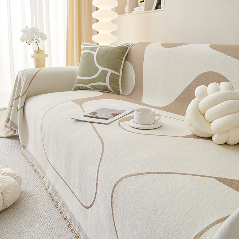 Cubierta de sofá de lanzamiento de chenilla de doble cara geométrica