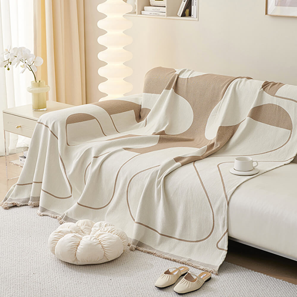 Cubierta de sofá de lanzamiento de chenilla de doble cara geométrica