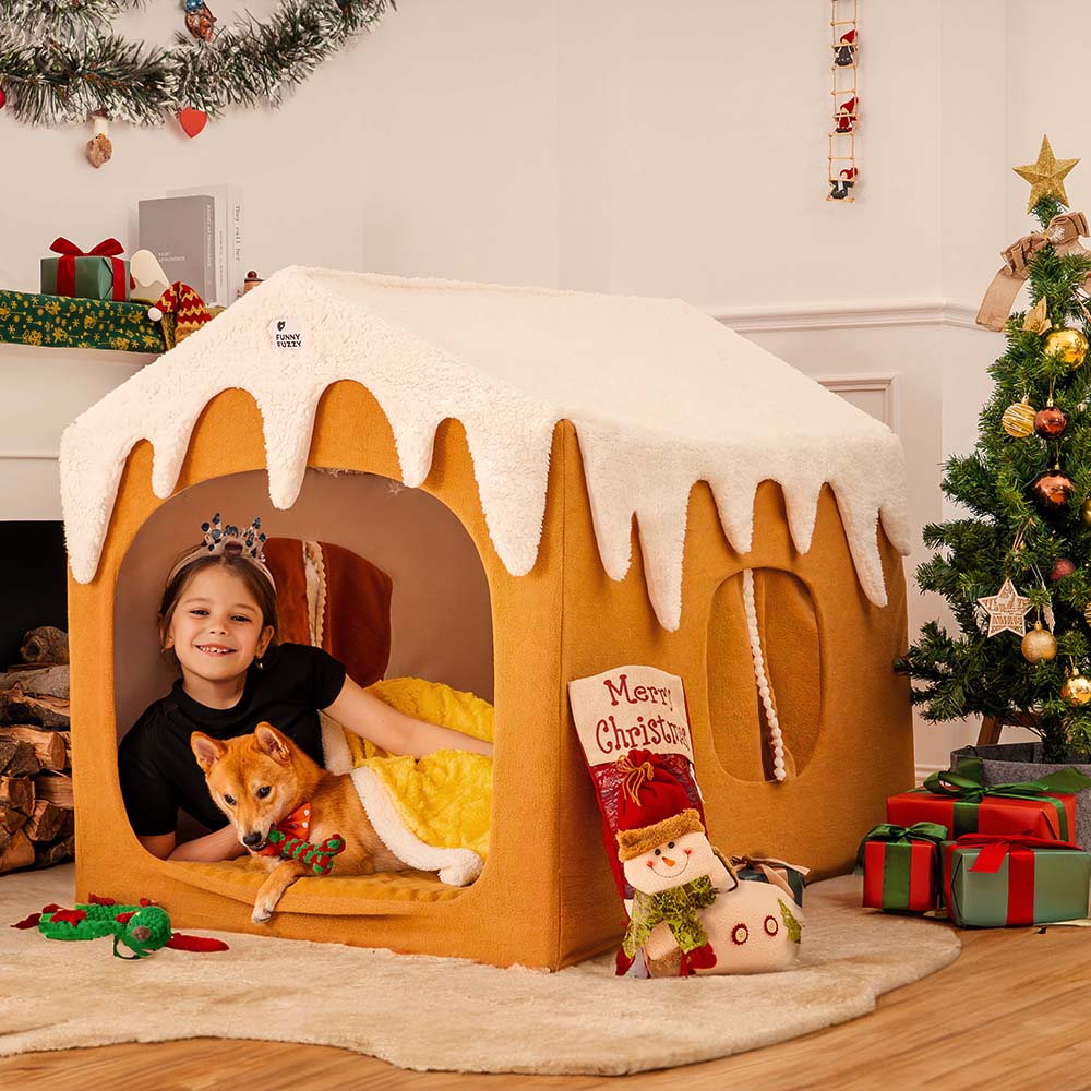 Lebkuchen-Schneehaus, Haustierzelt, abnehmbares großes Hundehaus