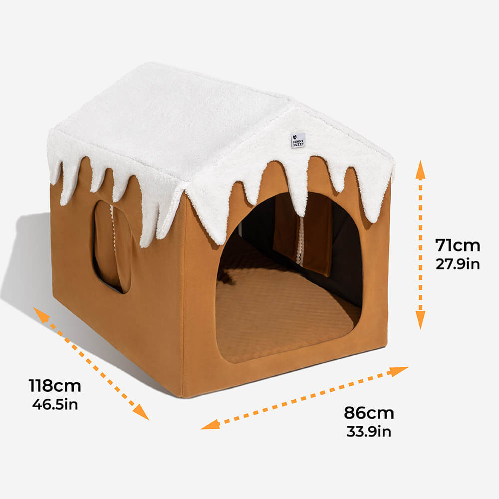 Lebkuchen-Schneehaus, Haustierzelt, abnehmbares großes Hundehaus