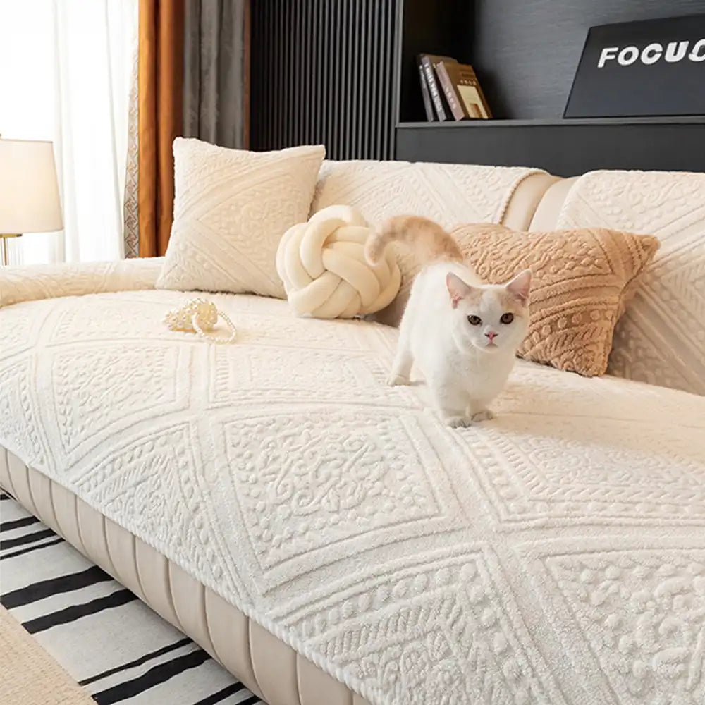 Toda la temporada de estilo nórdico Nórdico Plush Talled Decorativo Cubierta de sofá sin deslizamiento