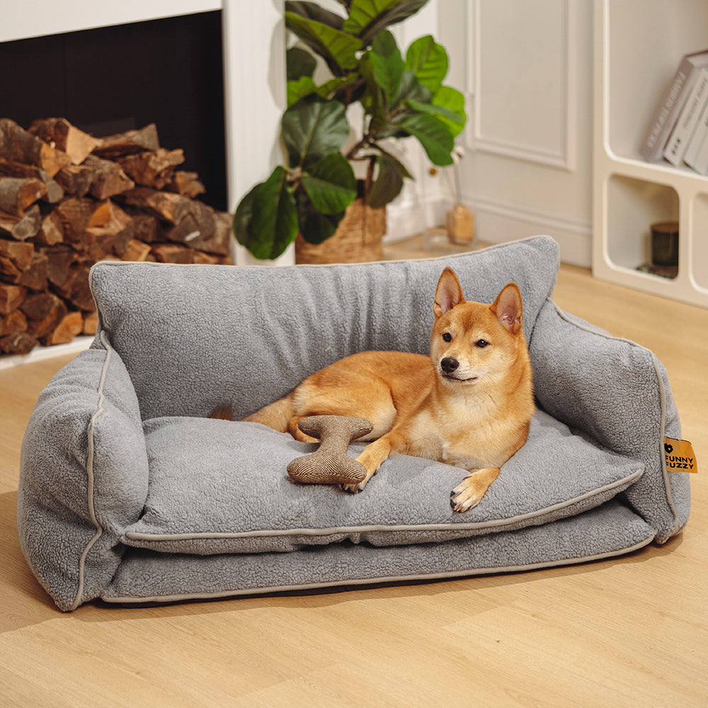 Canapé-lit double couche en fausse laine d'agneau douce pour chien et chat