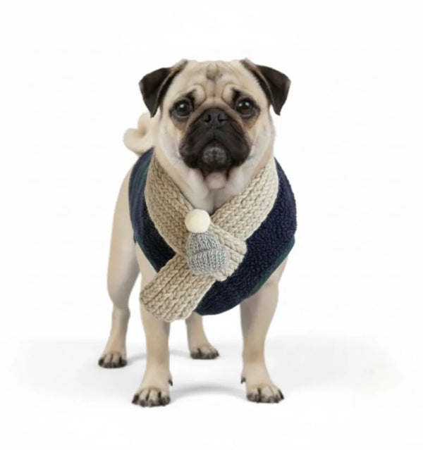Chaqueta para perros de invierno a cuadros con bufanda: festivo y acogedor para las vacaciones