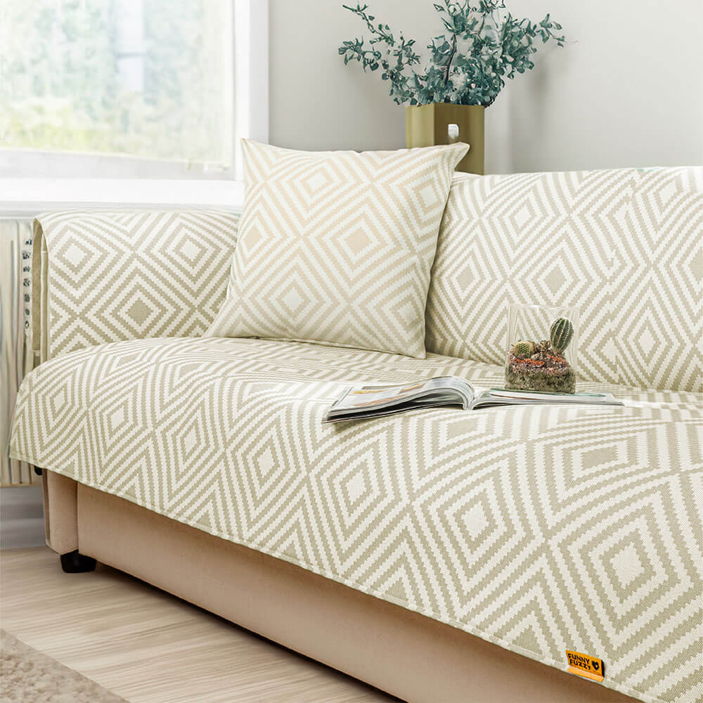 Kühlender geometrischer Couchbezug aus Eisseide, antimikrobieller Schutz